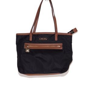 Michael Kors Kempton Nylon Shoulder Bag with Brown Leather Trim